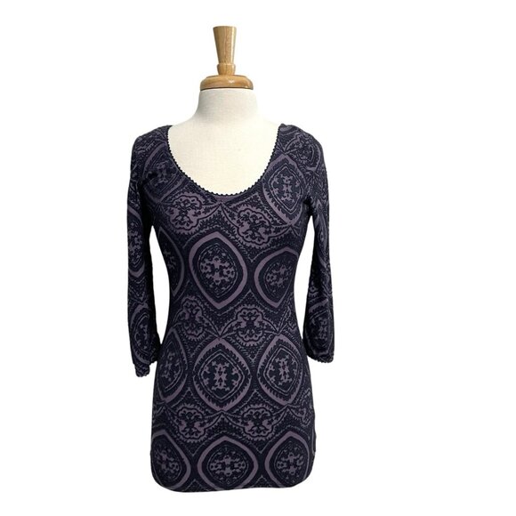 FREE PEOPLE Burnout Bodycon Witchy Goth Punk Skater Dress Tunic Purple sz Small - Picture 1 of 8